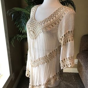 Boho macrame 3/4 sleeve top